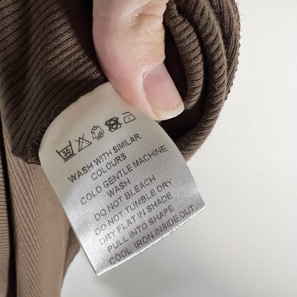 Meshki‎ Dress Women's Small Brown Ribbed Knit Side Slit Bodycon Sleeveless - Picture 7 of 10